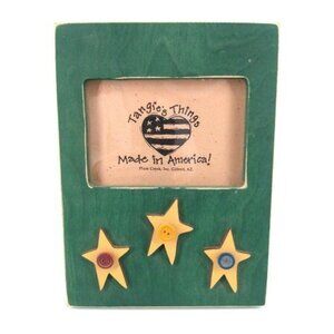 Primitive Country Picture Photo Frame Wood Green Fits 4" x 6" Photo‎